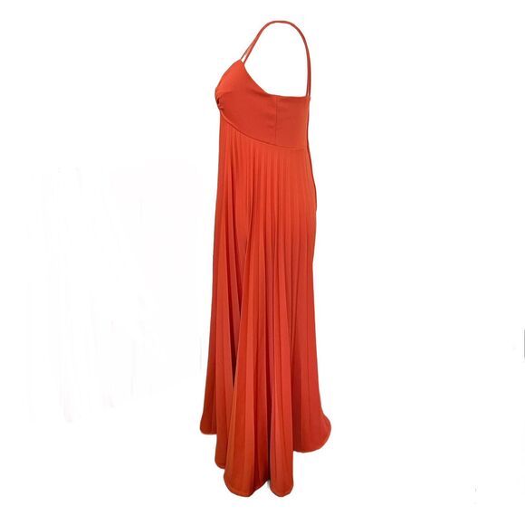 True Vintage 1970s Rust Orange Maxi Dress – ILGWU Union Made – Boho Prom Gown - Picture 3 of 8